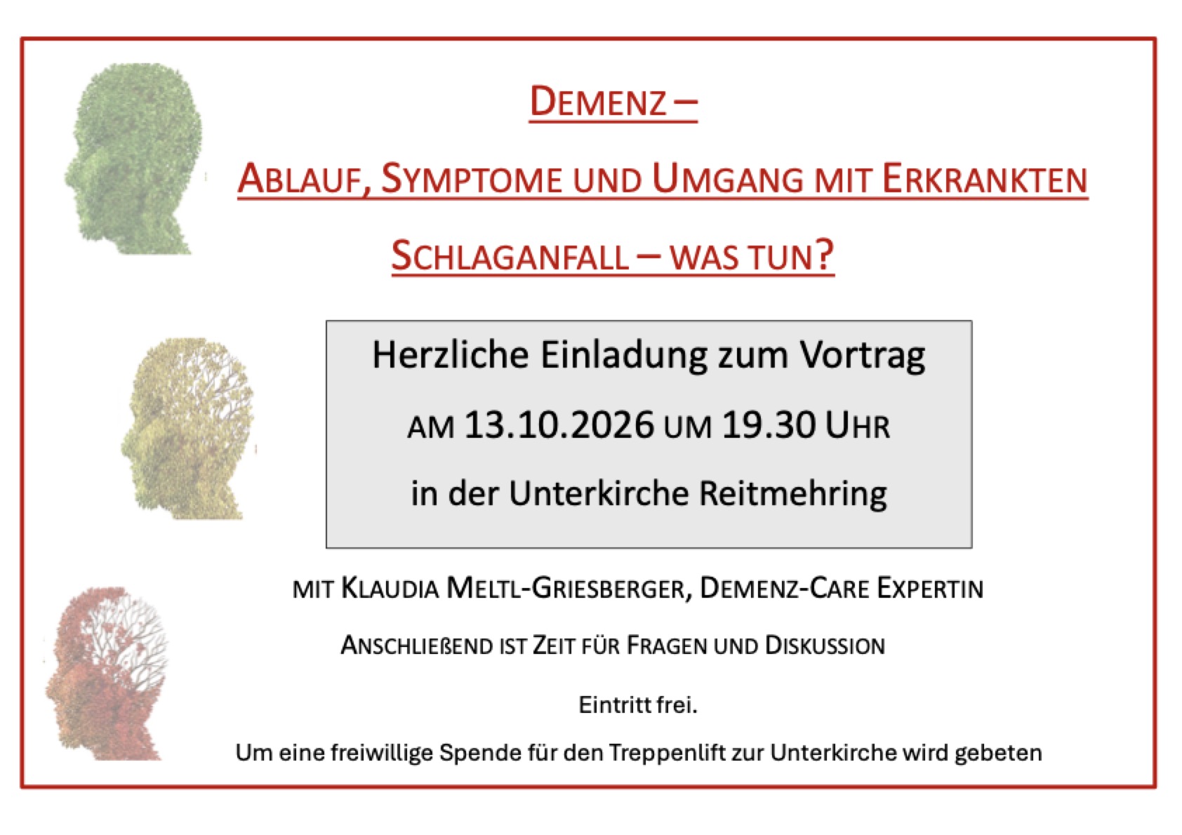 Vortrag: Demenz & Schlaganfall — Ablauf, Symptome und Umgang